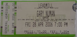 Gary Numan Sheffield Ticket 2006